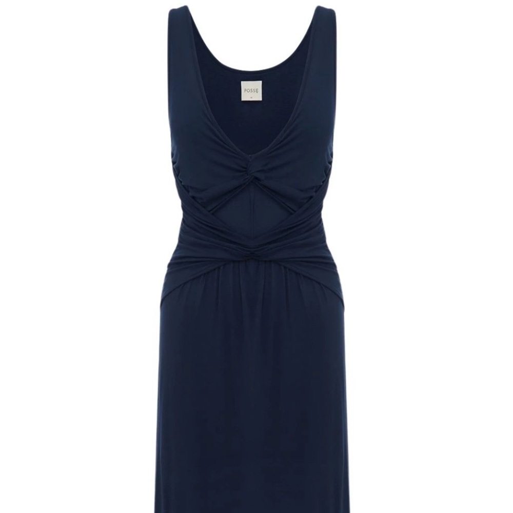 Revolve Posse Sasha Midnight Blue Maxi Dress Dark Romantic Feminine Grunge